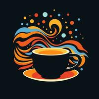 ai generato psichedelico arte logo di un' tazza di caffè. generativo ai foto