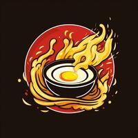 ai generato cartone animato logo di un' ramen. generativo ai foto