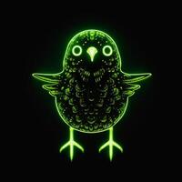 ai generato un' portafortuna logo con un' uccello nel verde neon. generativo ai foto