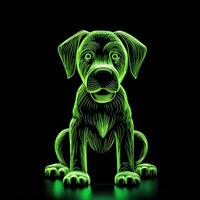 ai generato un' portafortuna logo con un' cane nel verde neon. generativo ai foto