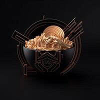 ai generato 3d logo con ramen con geometrico forme. generativo ai foto