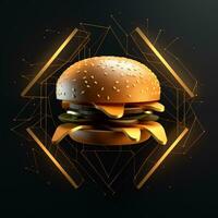 ai generato 3d logo con un' hamburger con geometrico forme. generativo ai foto