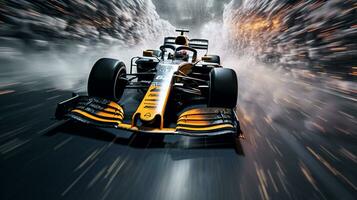 ai generato congelare il intensità di un' formula 1 movimento durante un' campionato gioco. generativo ai foto