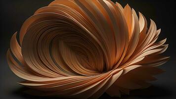 ai generato astratto geometrico composizione, spirale fatto di carta fogli. generativo ai foto