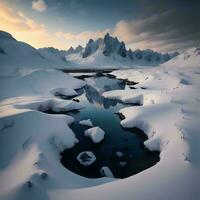 ai generato bellissimo inverno paesaggio nel il montagne. generativo ai foto