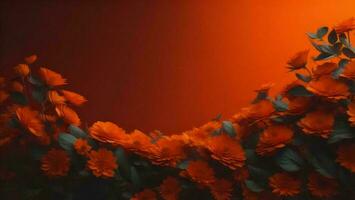 ai generato bellissimo arancia fiori su un' rosso sfondo. posto per testo. generativo ai foto
