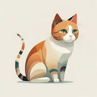ai generato vettore illustrazione di un' carino rosso gatto seduta su un' bianca sfondo. generativo ai foto