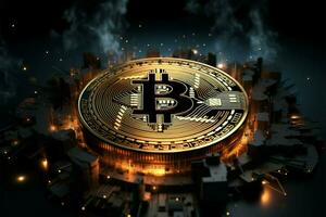 ai generato bitcoin commercio futuro moneta illustrazione per marketing, promozione, azione forex foto