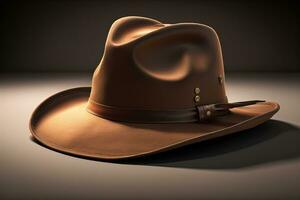 ai generato cowboy cappello su un' di legno tavolo. ai generativo foto