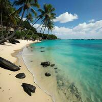 ai generato tropicale spiaggia a seychelles, generativo ai foto