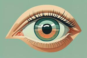 ai generato vettore illustrazione di un' femmina occhio con bellissimo iris vicino su. generativo ai foto