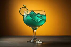 ai generato cocktail nel un' bicchiere su un' solido colore sfondo. ai generativo foto