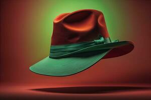 ai generato alla moda cappello su un' solido colore sfondo. ai generativo foto