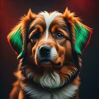 ai generato ritratto di un' bernese montagna cane su un' buio sfondo. generativo ai foto
