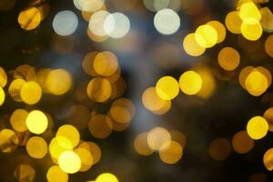 oro leggero bokeh per vacanza luci sfondo o Natale sfondo foto