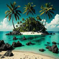 ai generato tropicale isola con palma alberi e sabbia. generativo ai foto