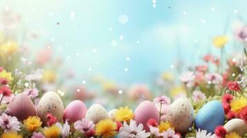 ai generato primavera Pasqua sfondo con copia spazio foto