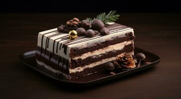 ai generato Natale torta, bianca o latte cioccolato foto