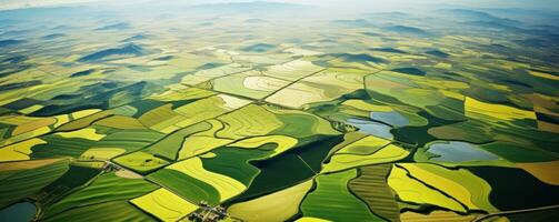 ai generato aereo aereo Visualizza di il campagna tiro foto