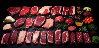 ai generato che cosa siamo il maggior parte popolare tagli di carne come contrario per bistecca foto