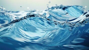 ai generato croccante blu acqua onda con tranquillo increspature e riflessione foto