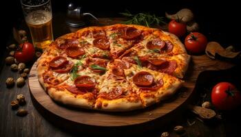 ai generato degno di nota cibo e bevande Pizza foto