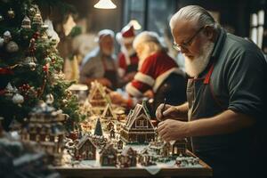 ai generato Natale decorato villaggio, festivo vacanza spirito nel intricato dettaglio foto