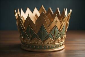 ai generato Basso chiave Immagine di bellissimo d'oro Regina, re corona. ai generativo foto