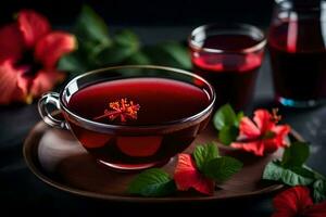 ai generato ibisco tè è un' popolare bevanda nel India foto