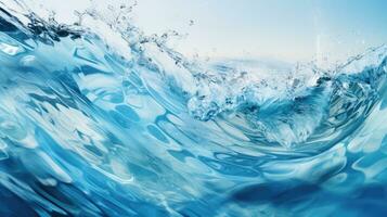 ai generato croccante blu acqua onda con tranquillo increspature e riflessione foto