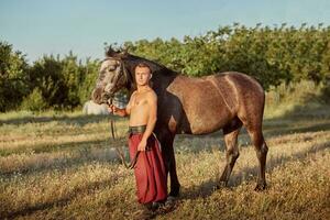 cosacco e il suo cavallo. Ucraina. zaporozhye sez. foto