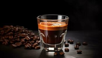 ai generato caffè espresso nel bicchiere tiro foto