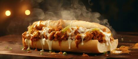 ai generato pollo curry sub con Pepe Jack e formaggio foto