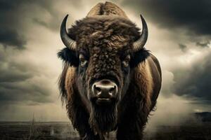 ai generato bisonte nel Yellowstone nazionale parco, Wyoming, unito stati di America, americano bisonte, ai generato foto