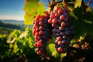 ai generato vigneto abbondanza uva prosperare su viti, promettente abbondante raccogliere foto