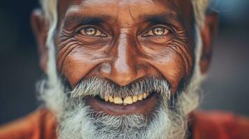 ai generato un vecchio indiano uomo con un' barba e bianca capelli. generativo ai foto