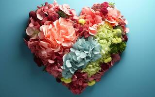 ai generato un' Visualizza di amore con un' pastello sfondo e cuore forma con fiori foto