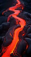 ai generato calore e energia di un' del vulcano lava cattura il fuso roccia come esso cascate giù il versante foto
