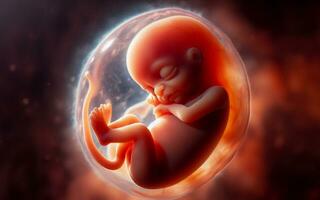 ai generato feto nel il grembo di il madre nel il uterino sacco 3 mesi gestazione prima dando nascita foto