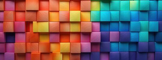 ai generato un' colorato arcobaleno blocchi con blocchi nel il sfondo foto