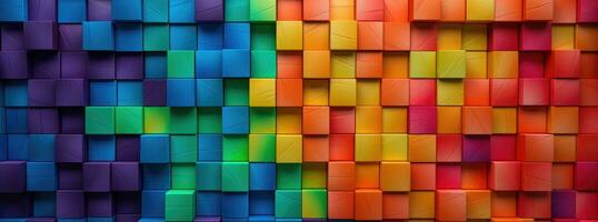 ai generato un' colorato arcobaleno blocchi con blocchi nel il sfondo foto