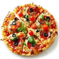 ai generato caldo italiano Pizza isolato su bianca foto