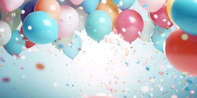 ai generato un' compleanno festa con ballons e palloncini foto
