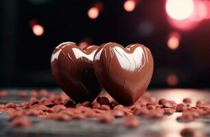 ai generato cioccolato cuore sagomato cioccolato sfondo foto