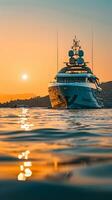 ai generato lusso yacht nel il mare a tramonto. lusso yacht foto