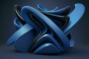 ai generato 3d interpretazione lusso blu e nero astratto sfondo. professionista foto