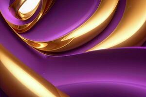 ai generato 3d interpretazione lusso grassetto viola e d'oro astratto sfondo. professionista foto