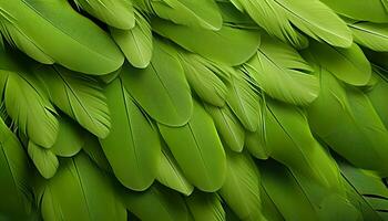 ai generato intricato digitale arte di verde piuma struttura sfondo con dettagliato grande uccello piume foto