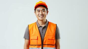 ai generato edificio settore e industriale lavoratori concetto. costruzione manager nel uniforme fabbrica lavoratore. ai generato foto