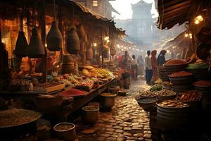 ai generato bazar nel Katmandu, Nepal. esso è uno di il il più antico mercati nel il mondo, ai generato foto